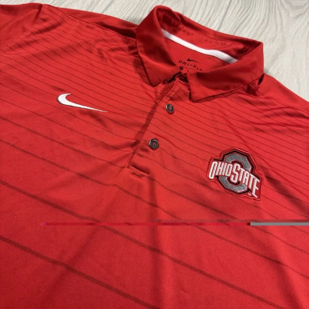 Ohio State Buckeyes Nike Golf Polo Men’s XL Scarlet Logo Dri Fit Performance EUC